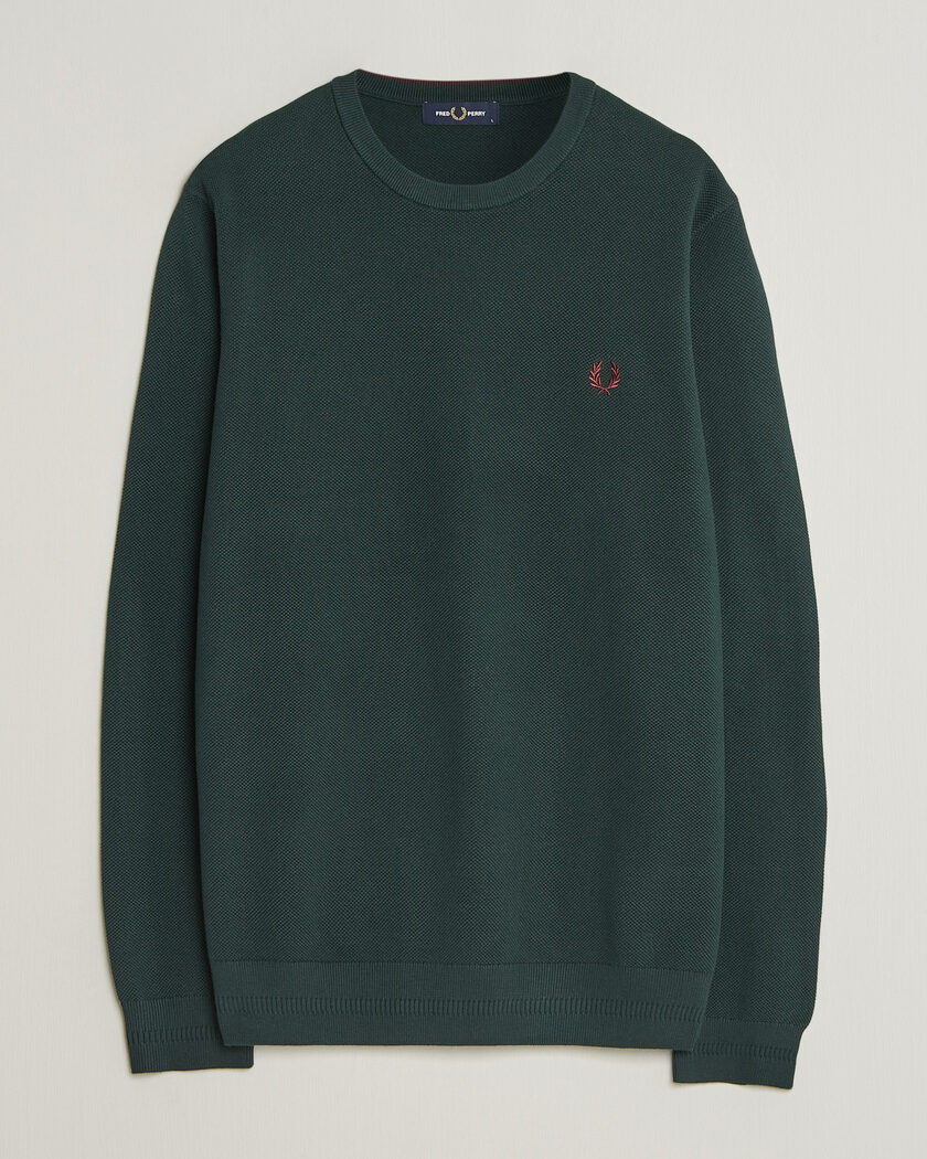 Fred Perry Piqué Stitched Sweater Grassroots Green – Grön