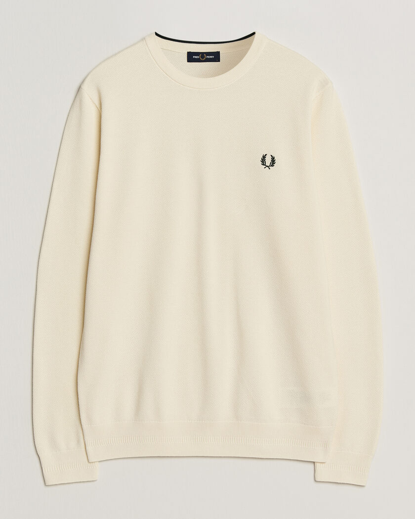Fred Perry Piqué Stitched Sweater Ecru – Vit