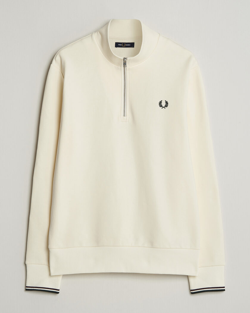 Fred Perry Half Zip Sweatshirt Ecru – Vit