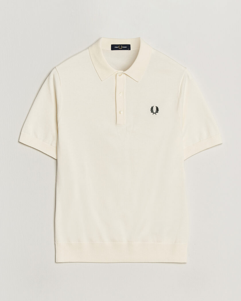 Fred Perry Cotton Knitted Polo Ecru – Vit