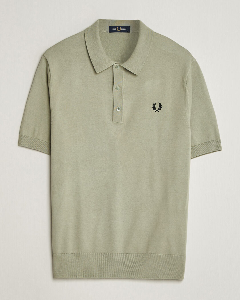 Fred Perry Cotton Knitted Polo Seagrass Green – Grön