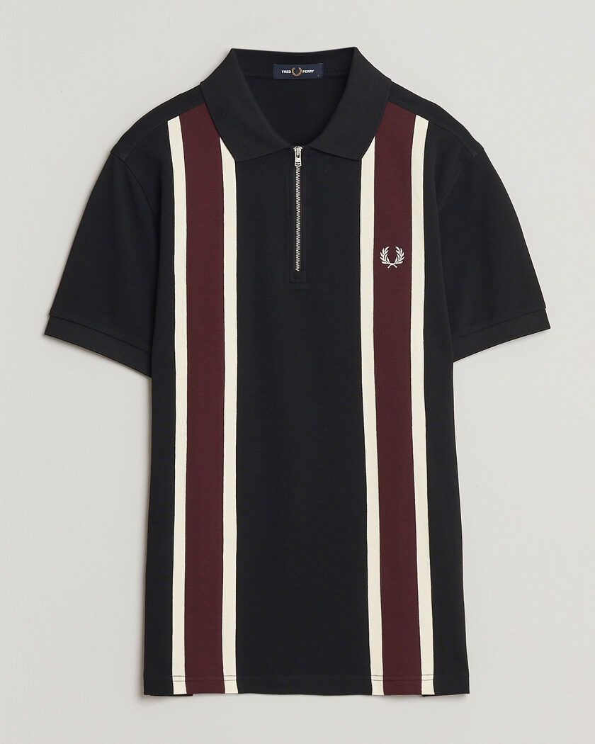 Fred Perry Tramline Half Zip Polo Black – Svart