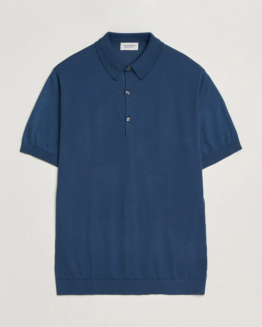 John Smedley Adrian Slim Fit Sea Island Cotton Polo Delft Blue – Blå