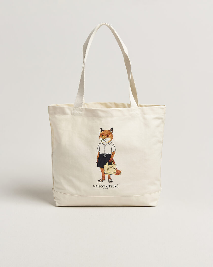 Maison Kitsuné Dressed Fox Totebag Ecru – Vit