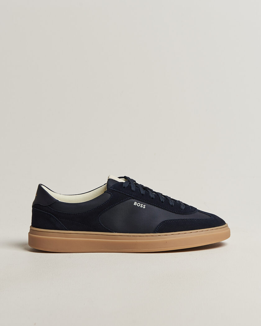 BOSS BLACK Kieran Suede/Nylon Sneaker Dark Blue – Blå