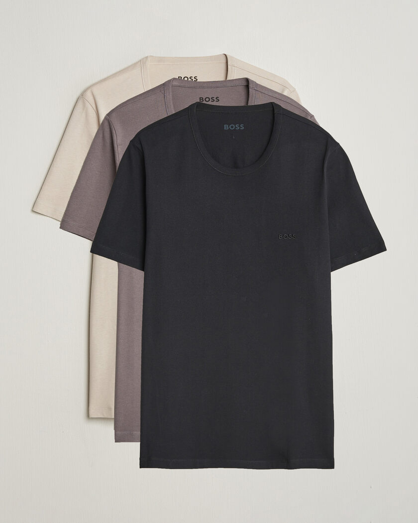 BOSS BLACK 3-Pack Crew Neck T-Shirt Grey/Beige/Black – Flerfärgad