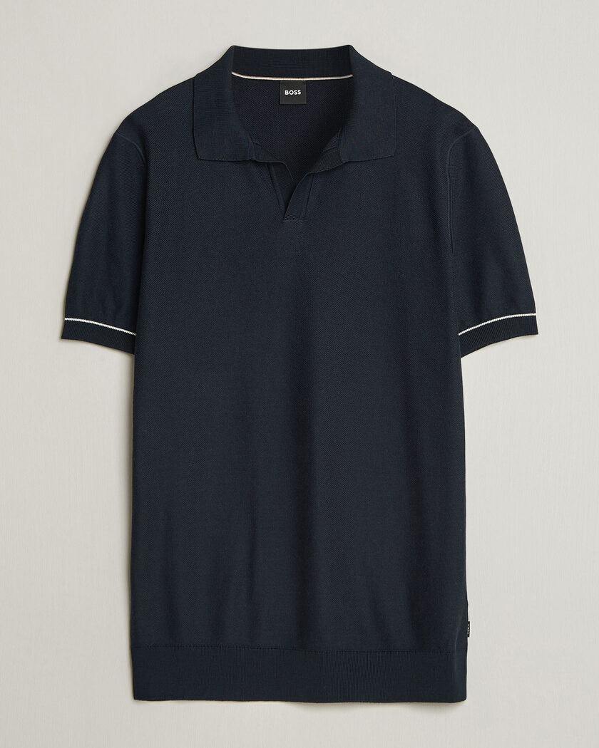 BOSS BLACK Narciso Knitted Polo Dark Blue – Blå