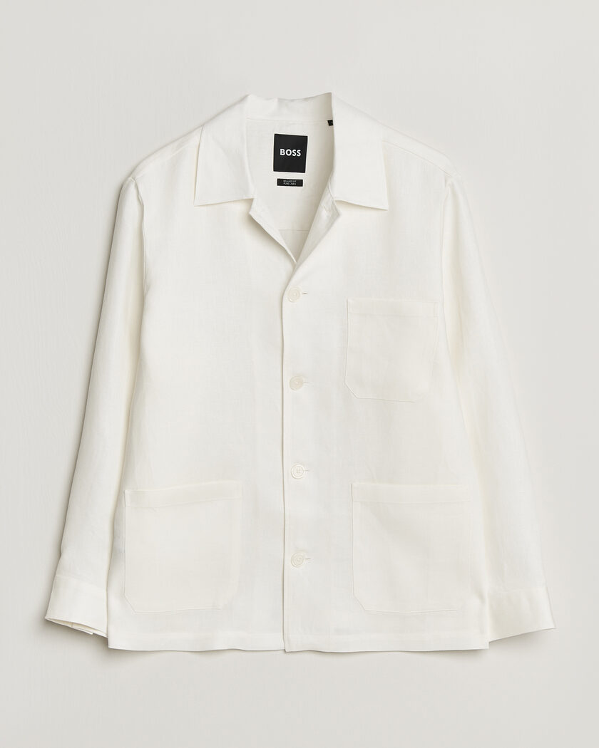 BOSS BLACK Cai Linen Overshirt White – Vit