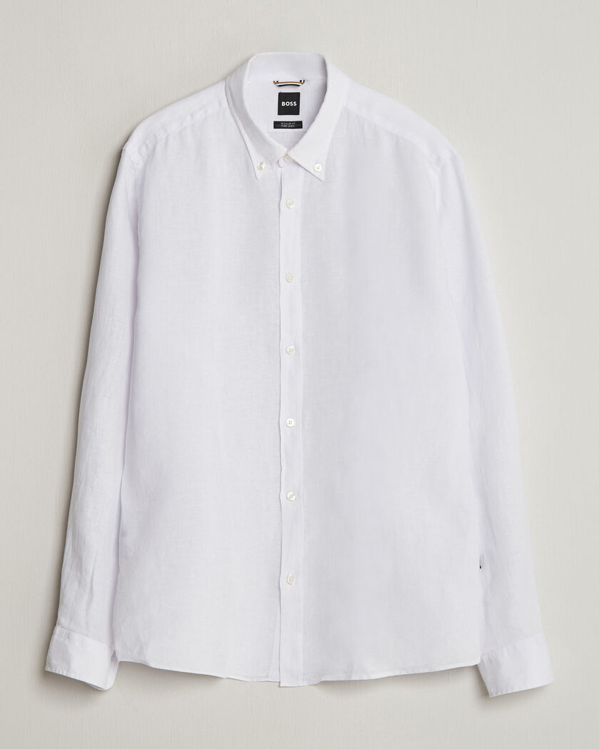 BOSS BLACK Liam Linen Shirt White – Vit