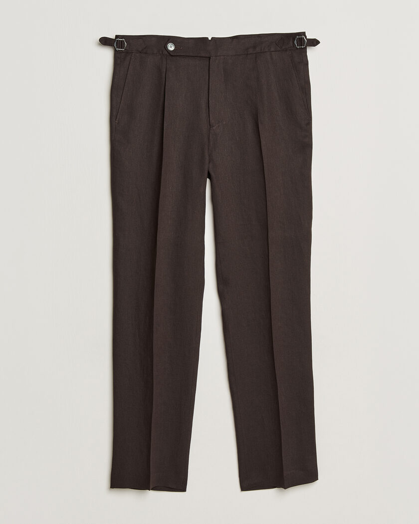 BOSS BLACK Perino Linen Suit Trousers Dark Brown – Brun