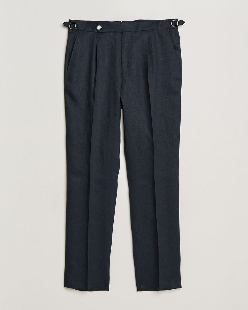  BOSS BLACK Perino Linen Suit Trousers Dark Blue – Blå