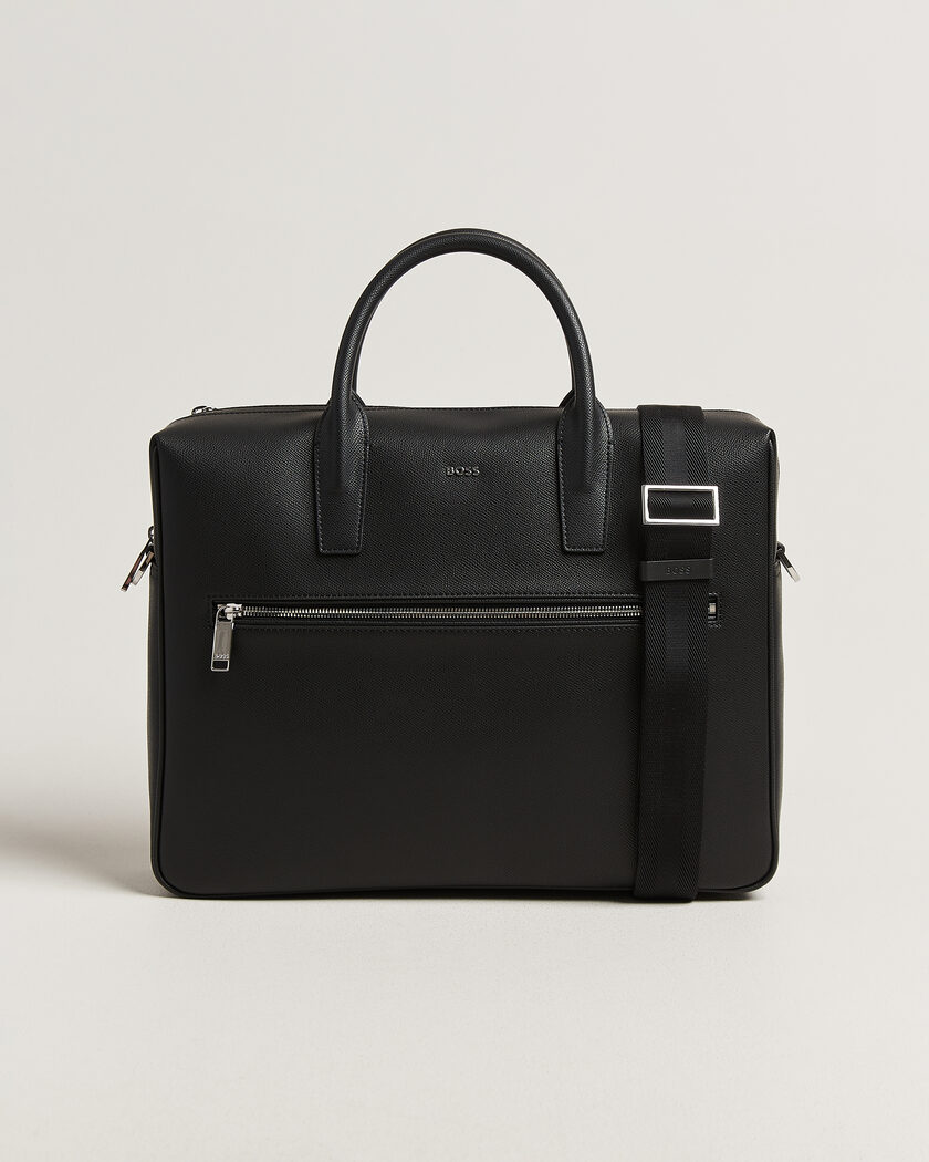 BOSS BLACK Daxter Leather Briefcase Black – Svart