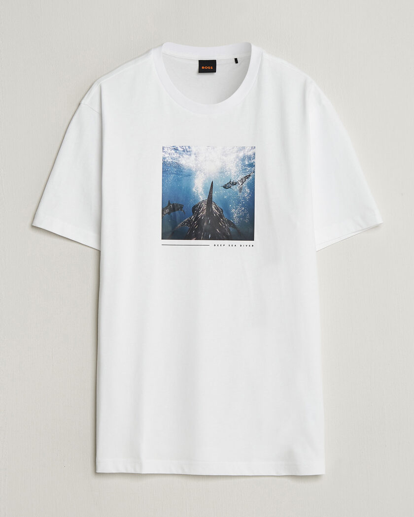 BOSS ORANGE Creature Printed Crew Neck T-Shirt Natural – Vit