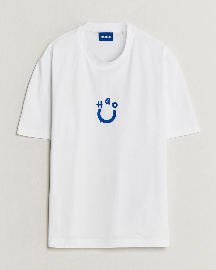 HUGO Norizom Printed Crew Neck T-Shirt White – Vit