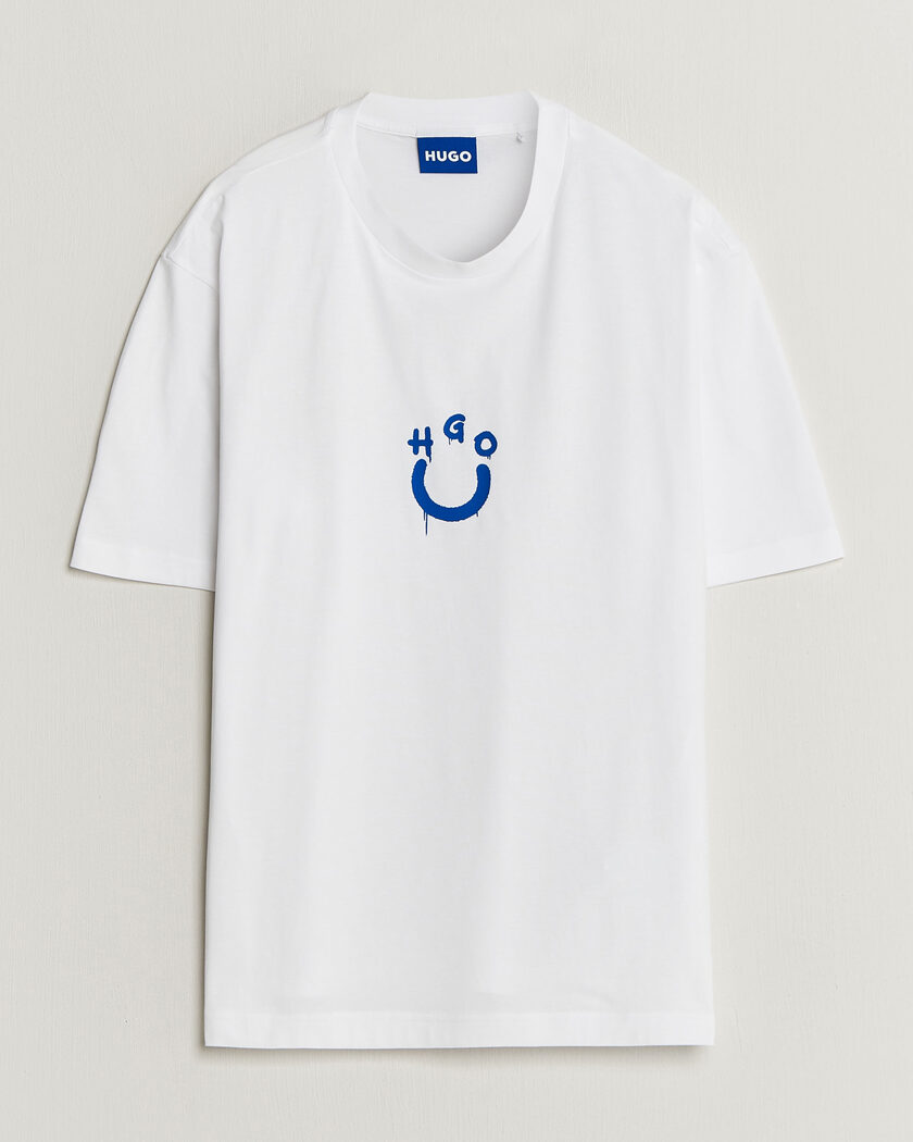 HUGO Norizom Printed Crew Neck T-Shirt White – Vit