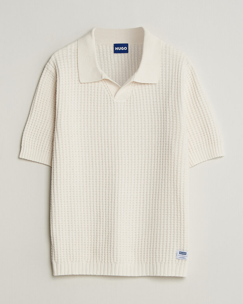 HUGO Spero Knitted Polo Open White – Vit
