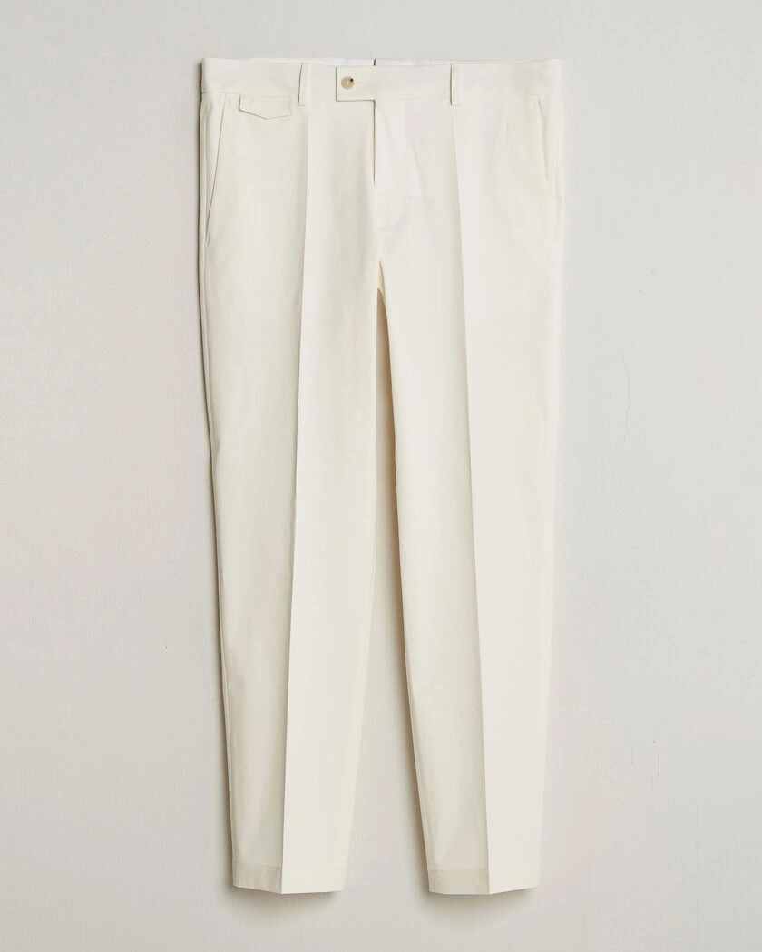 BOSS CAMEL Peet Cotton Pleated Trousers Open White – Vit