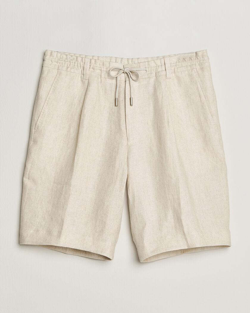 BOSS CAMEL Peet Linen Drawstring Shorts Open White – Vit