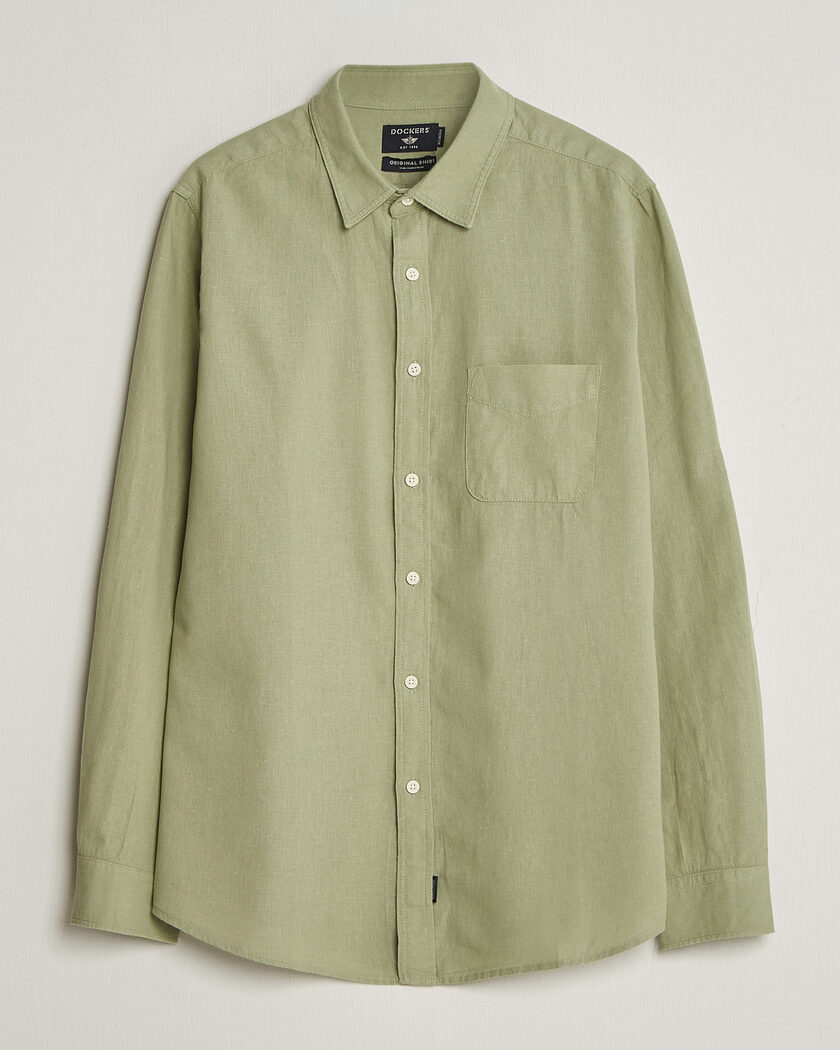 Dockers Slim Linen/Cotton Shirt Tea – Grön