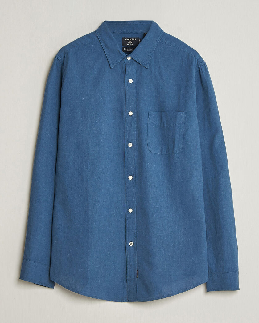 Dockers Slim Linen/Cotton Shirt Bering Sea – Blå