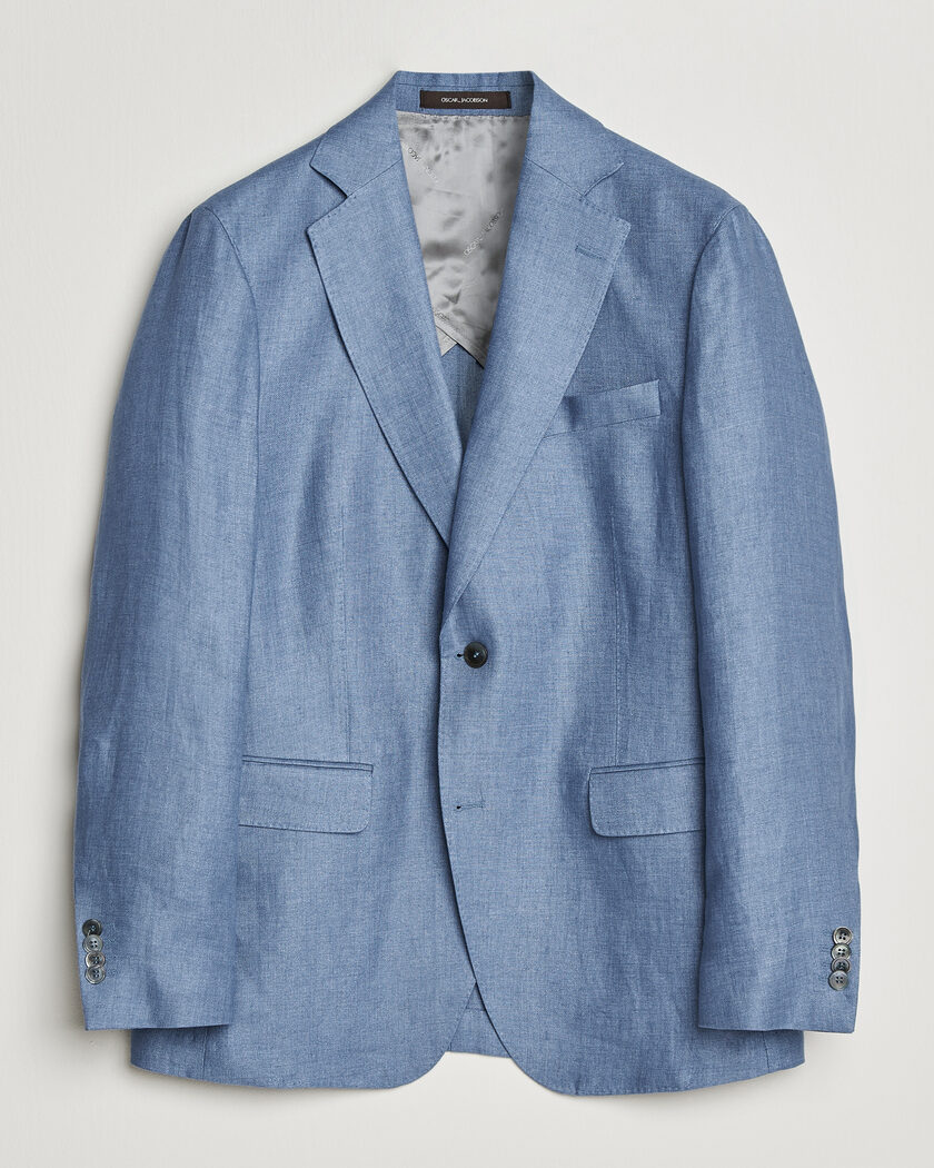 Oscar Jacobson Ferry Soft Linen Blazer Light Blue – Blå