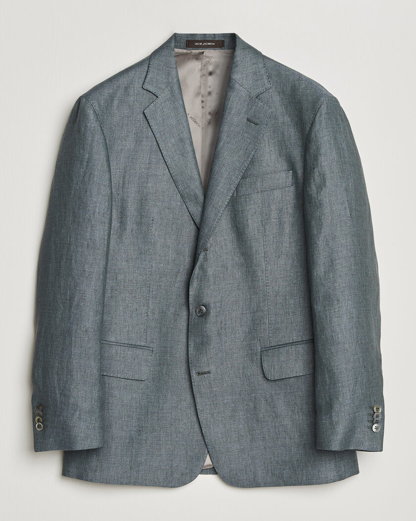 Oscar Jacobson Robert Linen Blazer Olive – Grön