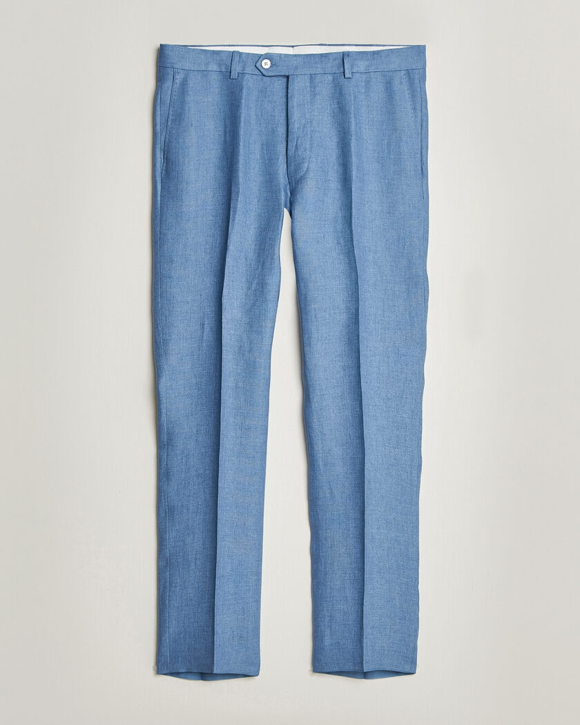 Oscar Jacobson Dandy Linen Trousers Light Blue – Blå