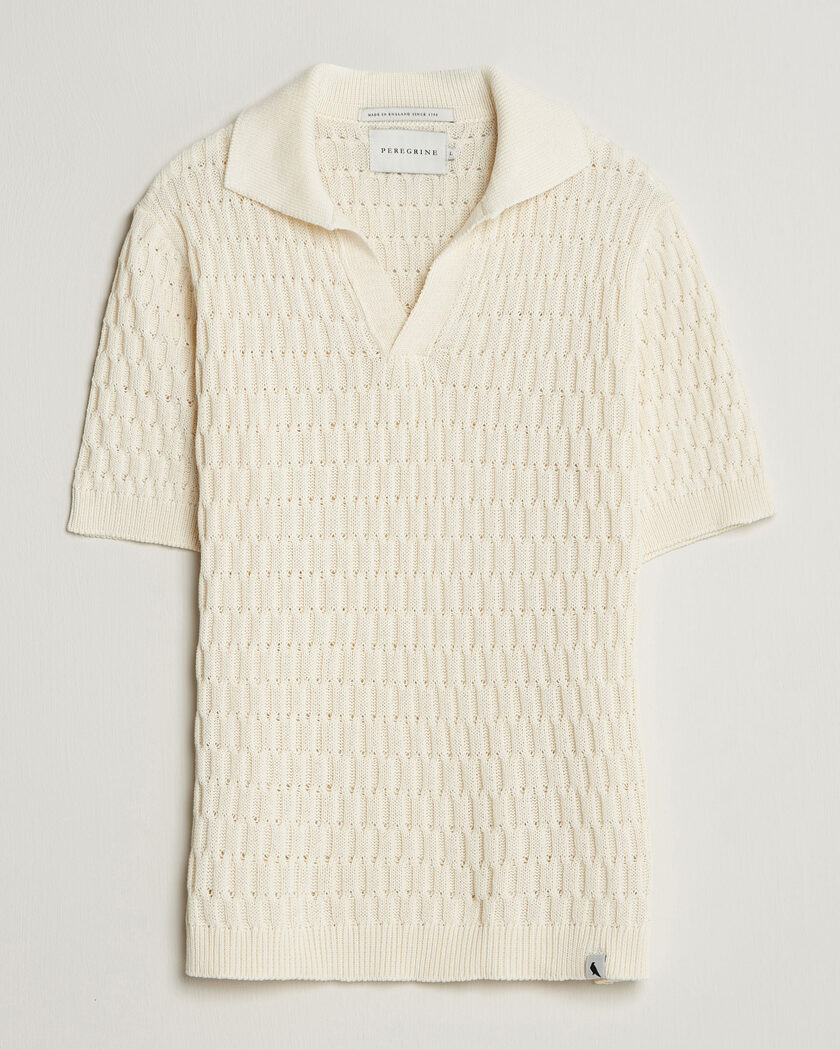 Peregrine Cove Knitted Cotton Polo Shirt White – Vit
