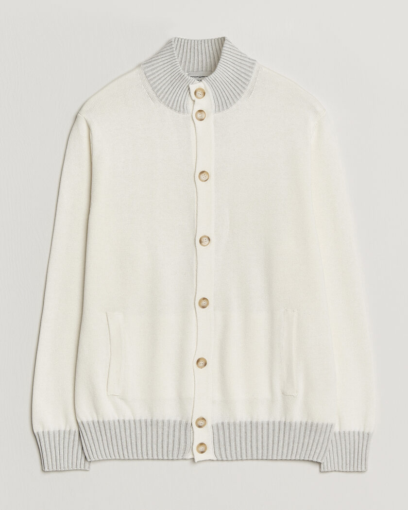 Morgano Cotton/Cashmere Knitted Cardigan Cream – Vit