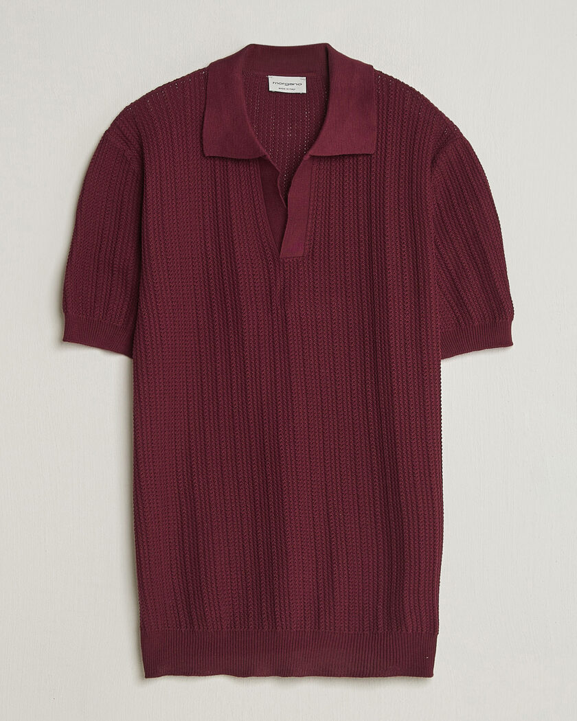 Morgano Structured Knitted Polo Burgundy – Röd