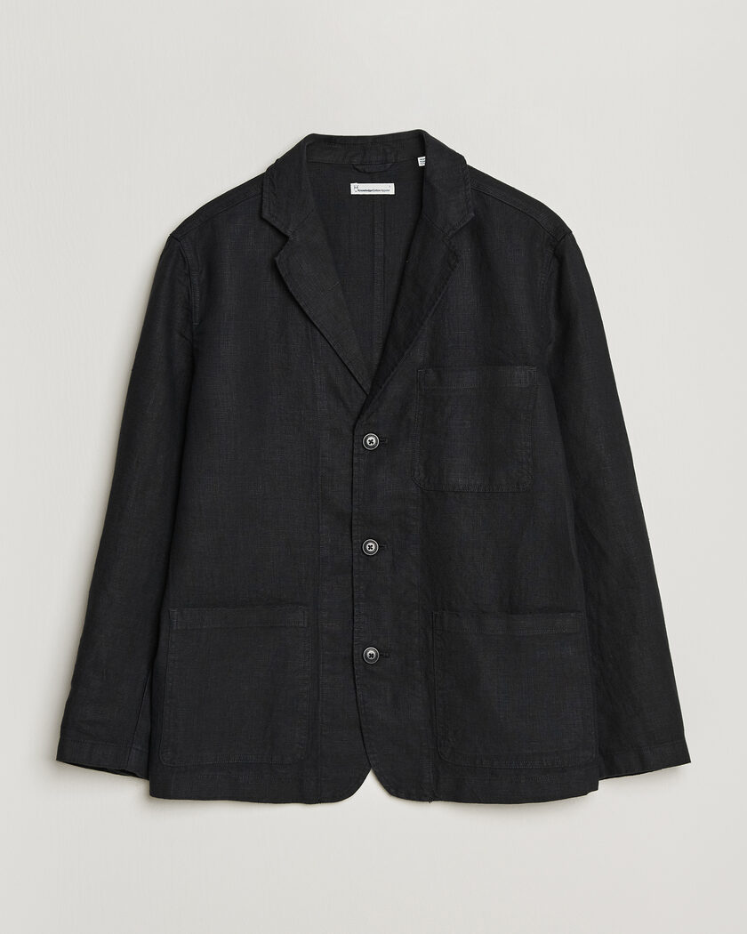 KnowledgeCotton Apparel Linen Blazer Black – Svart