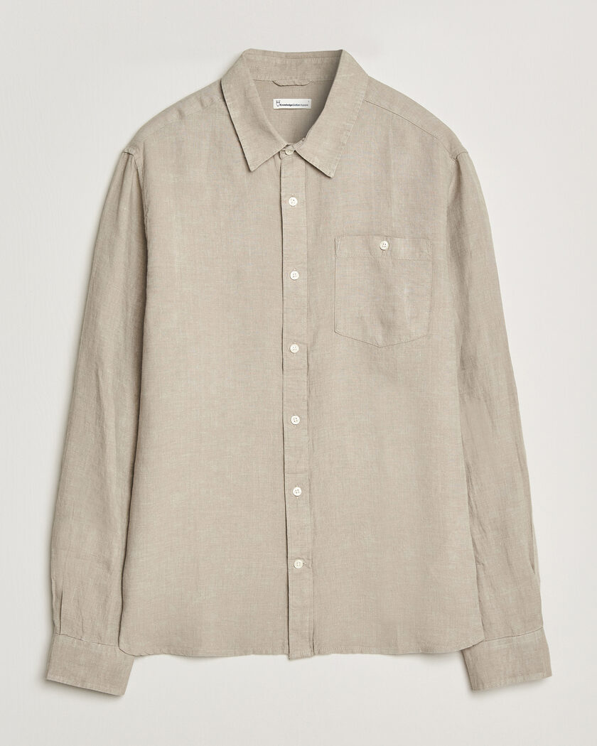 KnowledgeCotton Apparel Regular Linen Shirt Twill – Beige