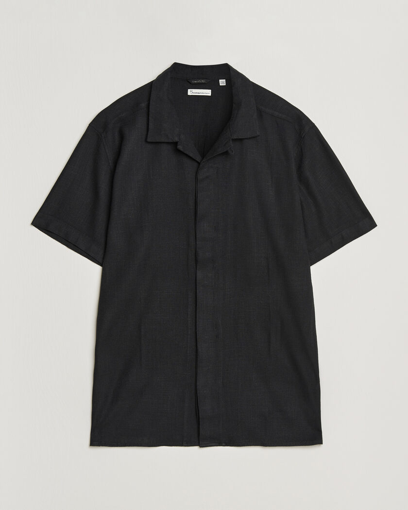 KnowledgeCotton Apparel Linen/Lyocell Resort Shirt Black – Svart