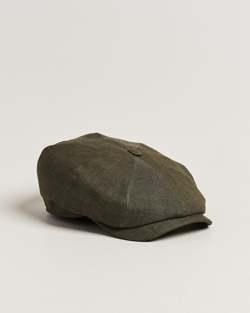 Wigéns Newsboy Retro Hopsack Linen Cap Dark Olive – Grön