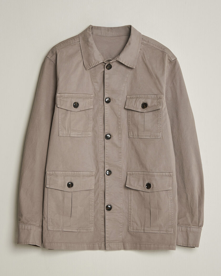 Oscar Jacobson Safari Cotton Shirt Jacket Grey – Grå