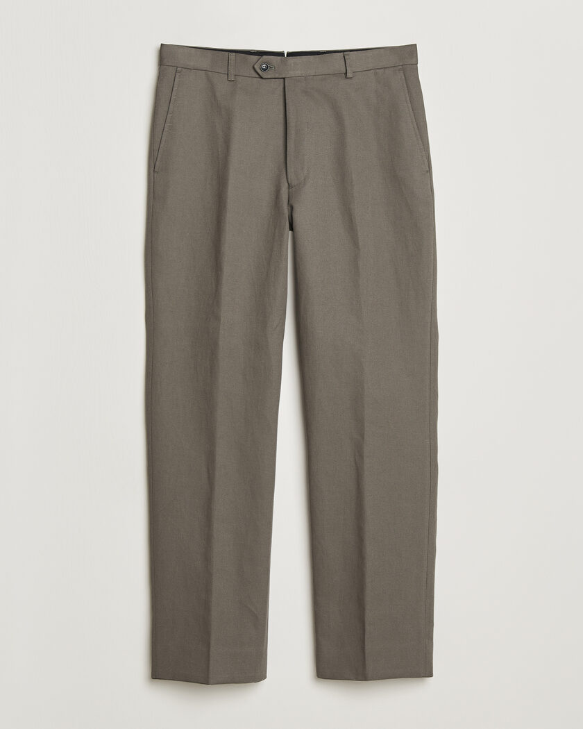  Oscar Jacobson Del Cotton/Linen Trousers Olive – Grön