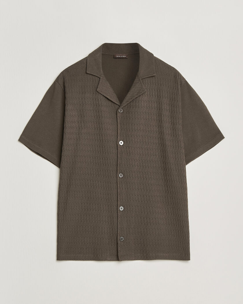 Oscar Jacobson Kirk Knitted Short Sleeve Shirt Green – Grön