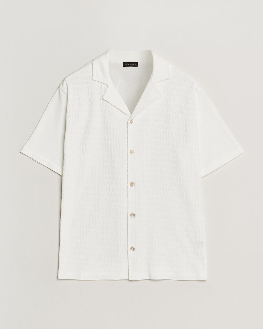 Oscar Jacobson Kirk Knitted Short Sleeve Shirt Snow White – Vit