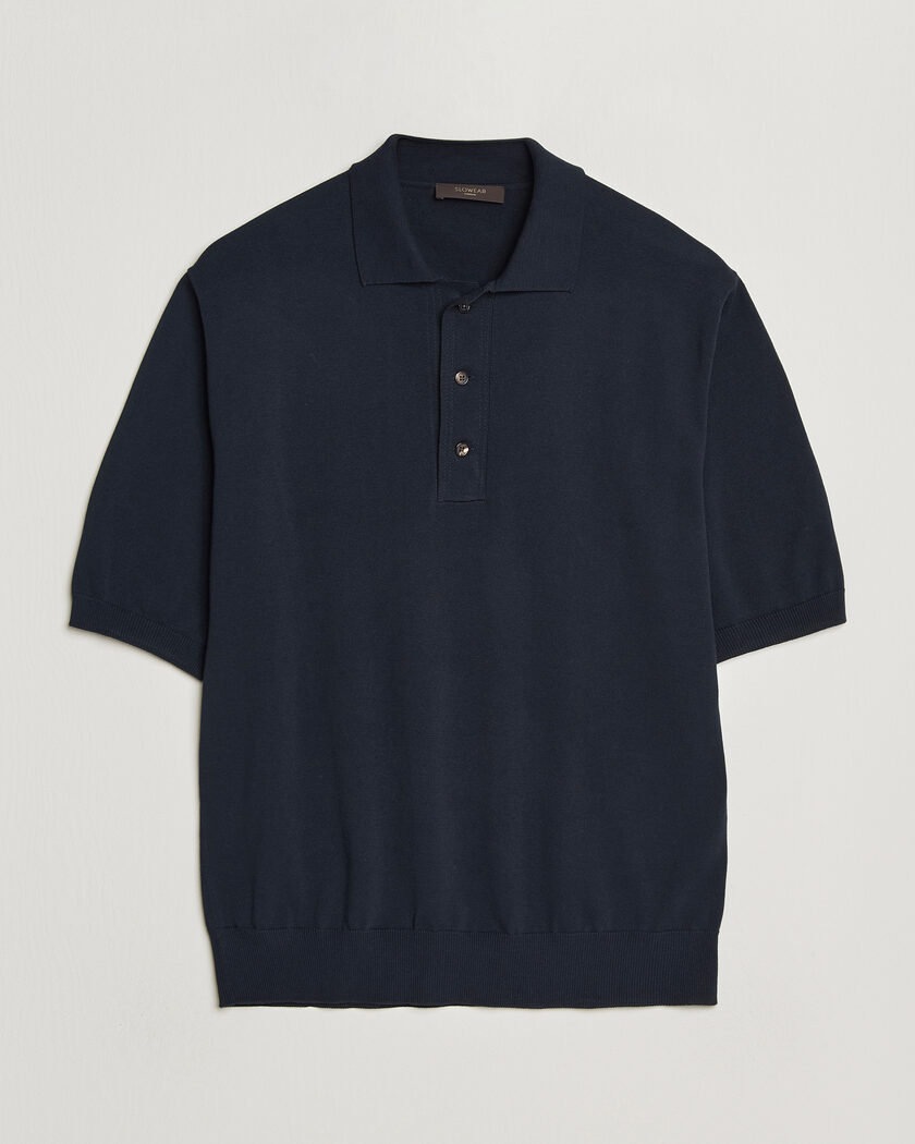 Zanone Knitted Cotton Polo Navy – Blå