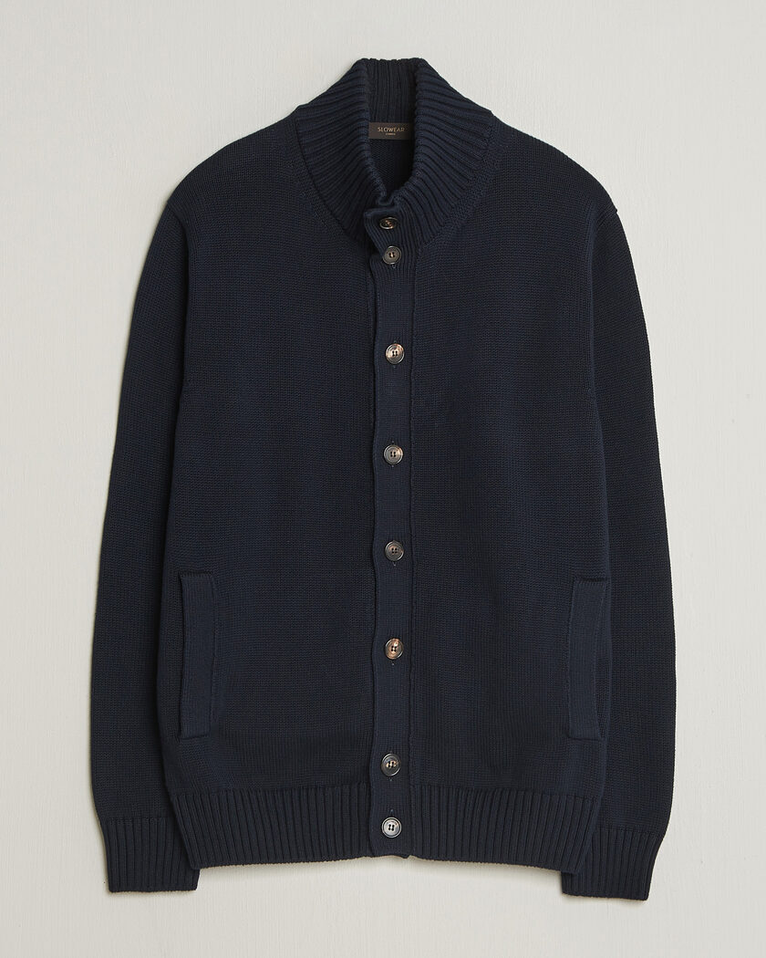 Zanone Soft Cotton Chioto Cardigan Navy – Blå