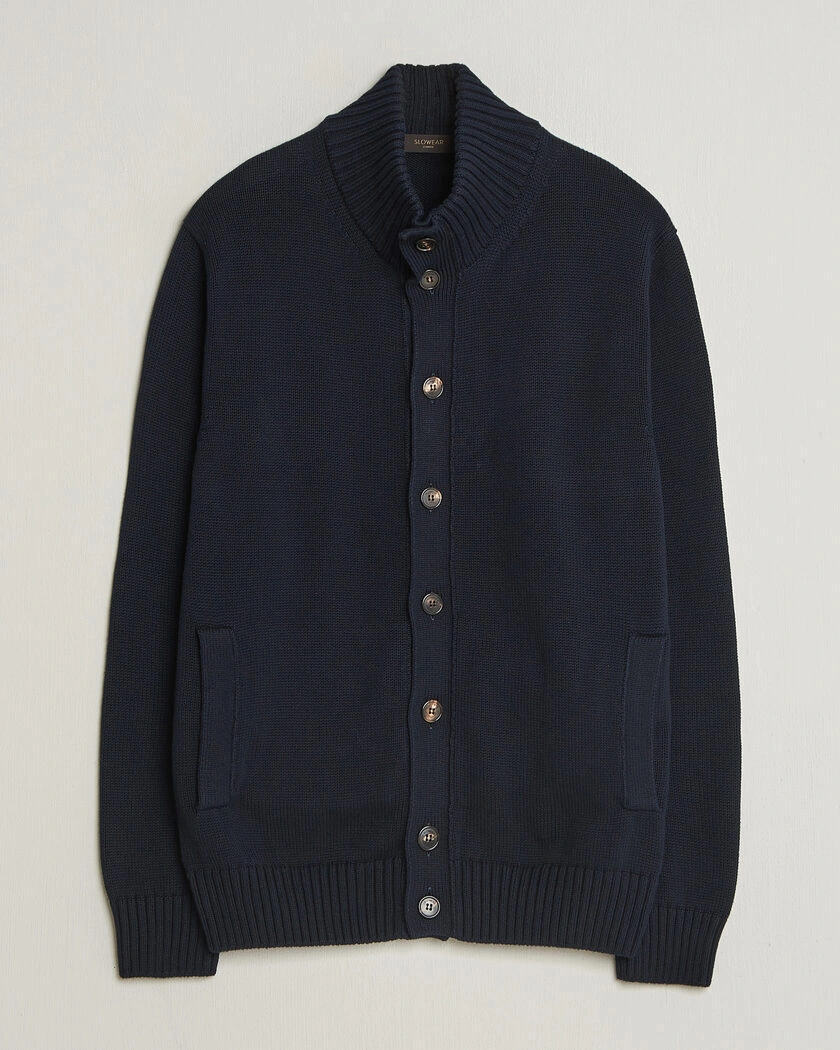 Zanone Soft Cotton Chioto Cardigan Navy – Blå