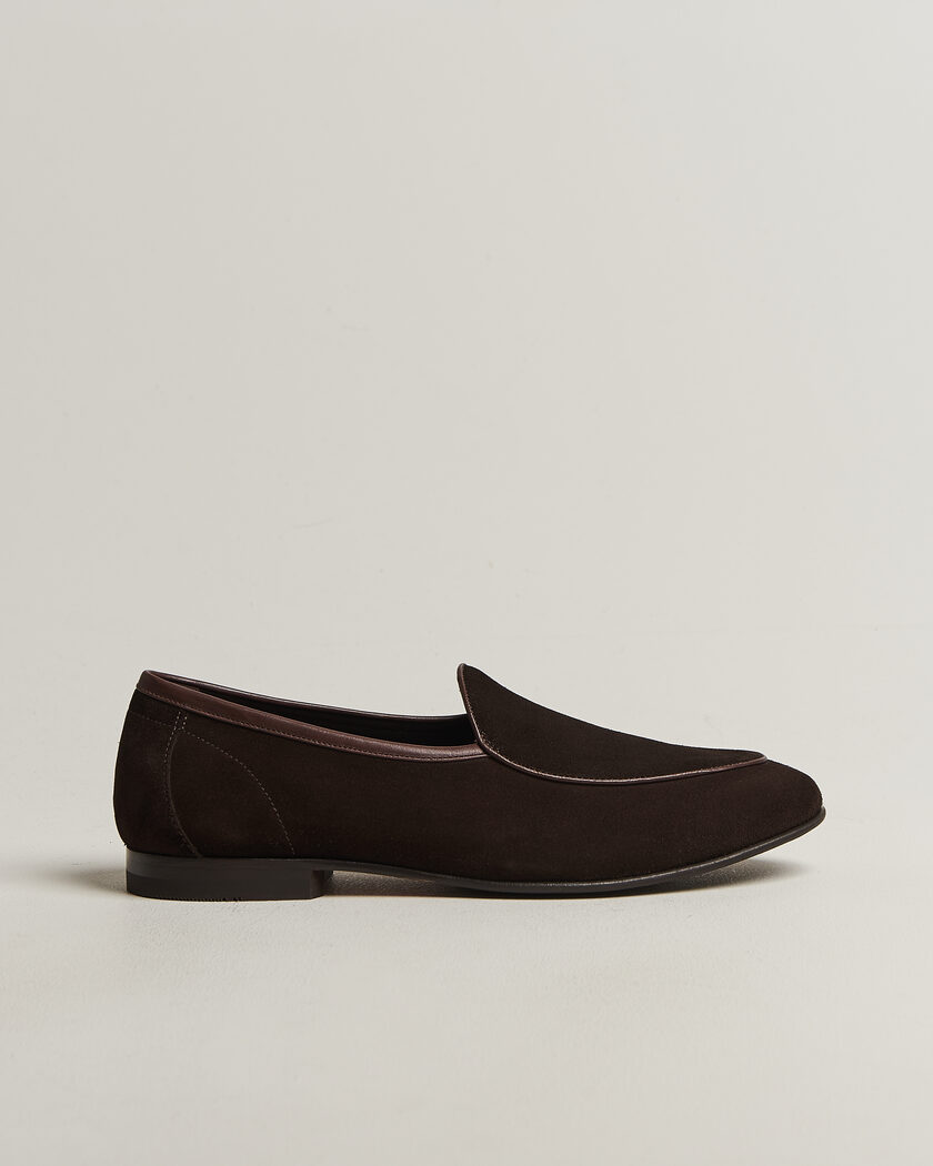 Loake 1880 Belgrave Suede Belgian Loafer Dark Brown – Brun