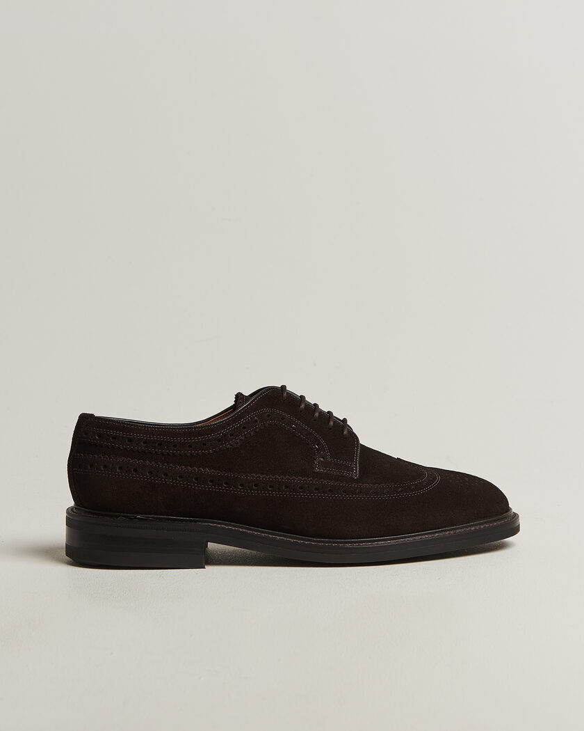 Loake Shoemakers Sovereign Longwing Suede Derby Dark Brown – Brun