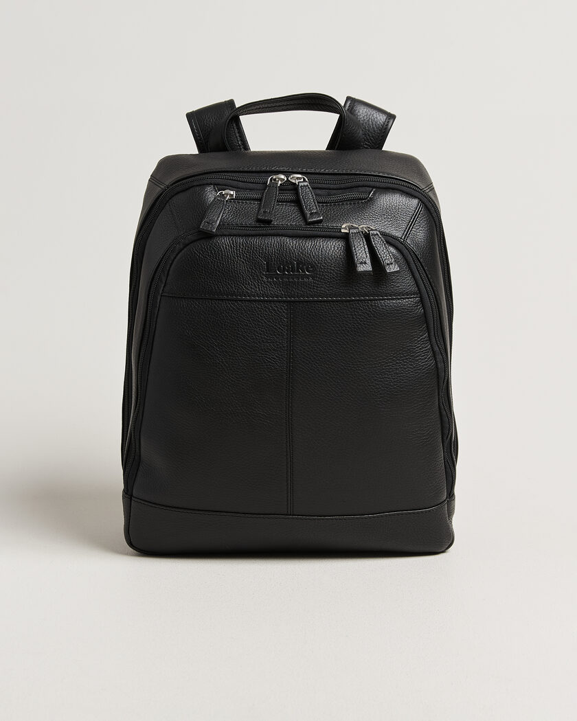 Loake Shoemakers Waterloo Grained Leather Backpack Black – Svart