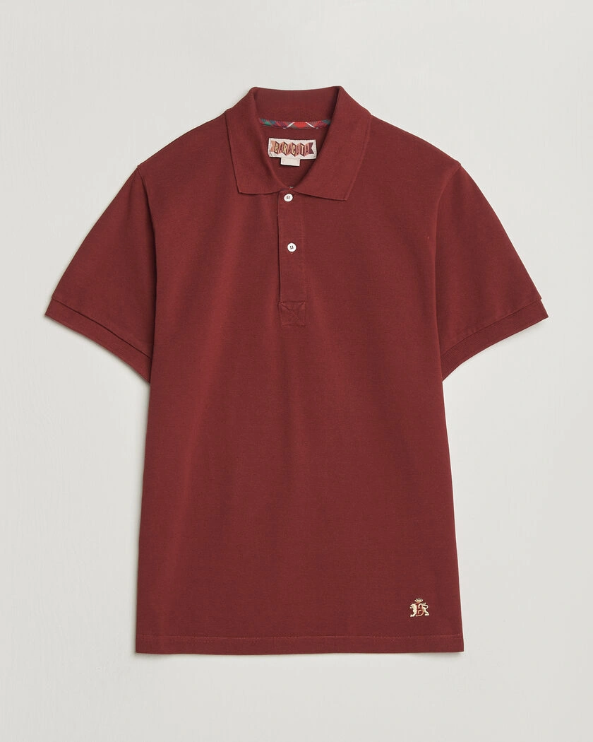 Baracuta Tartan Placket Piquet Polo Oxblood – Röd