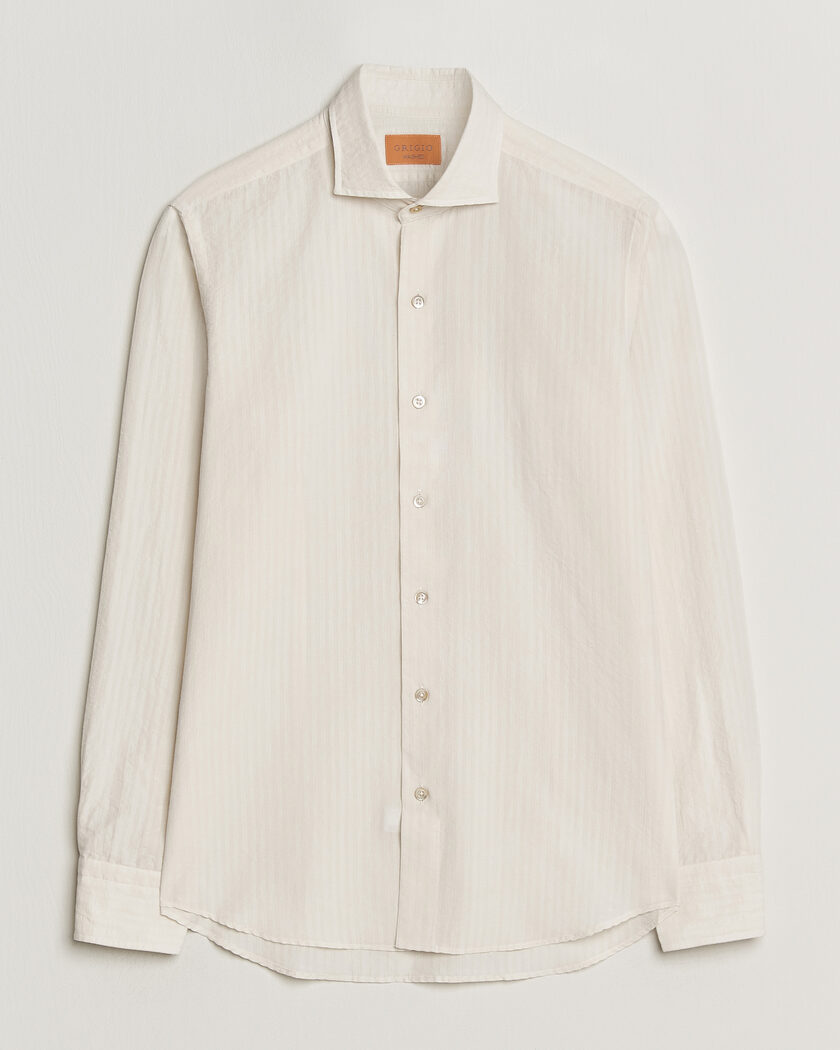 Grigio Cotton/Linen Seersucker Shirt Off White – Vit