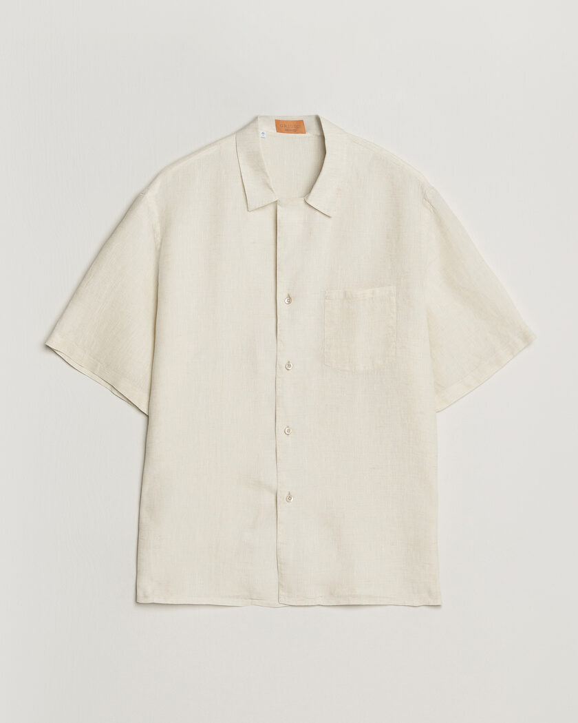 Grigio Linen Camp Collar Shirt White – Vit