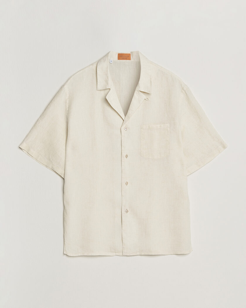 Grigio Linen Camp Collar Shirt White – Vit