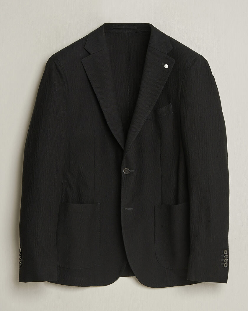 L.B.M. 1911 Jack Herringbone Cotton Blazer Black – Svart
