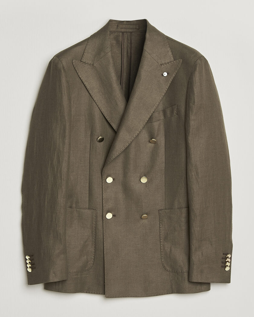L.B.M. 1911 Tom Regular DB Linen Blazer Olive – Grön